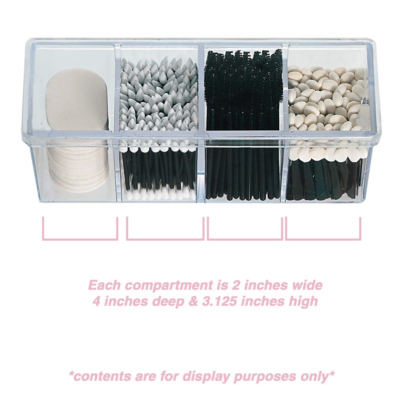 Qosmedix 4-Compartment Makeup Organizer and Storage: Transparent Multi-Functional Bathroom Closet Storage with 4 Trays and Clear Lid for Cosmetics, Cotton Balls or Sponges - Image 3