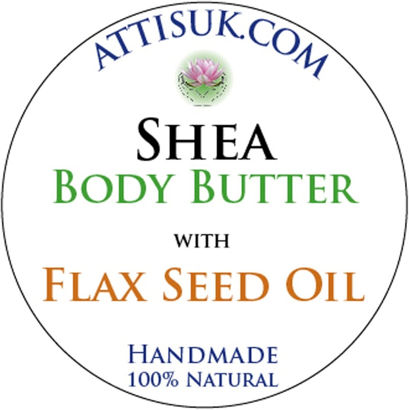 ATTIS Shea Body Butter with Flax Seed Oil Vegan with Rosemary Antioxidant Deeply Moisturising face Cream Hand Cream Natural Handmade 100ml
