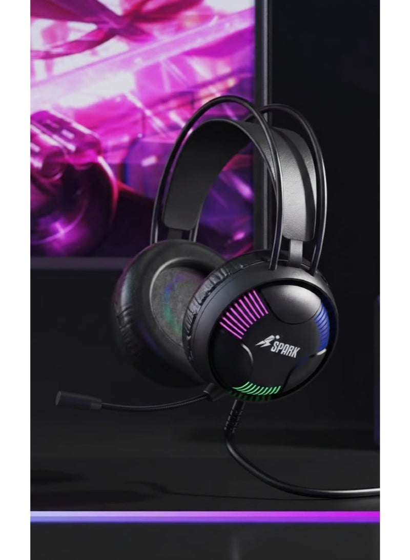 سبارك سماعة الألعاب SPARK H107 مزودة بإضاءة خلفية RGB وصوت محيطي - Image 4