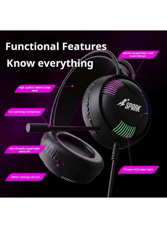 سبارك سماعة الألعاب SPARK H107 مزودة بإضاءة خلفية RGB وصوت محيطي - Image 3