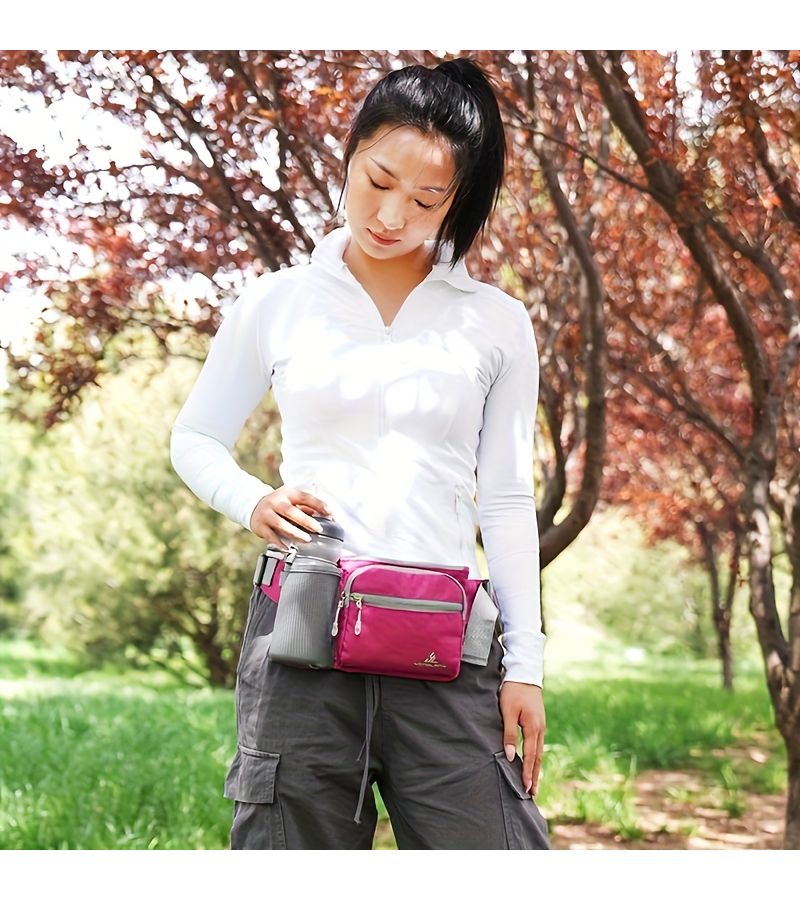 Black Sports Waist Pack Multi Functional Water Bottle Belt Bag For Jogging Fitness Hiking Marathon - Image 4
