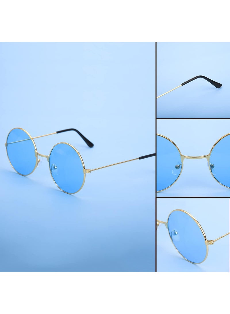 Sweet seven نظارات شمسية عتيقة هيبي - 3 عبوات - إطارات معدنية دائرية باللون الوردي والأزرق والأصفر - أسلوب الستينات والسبعينات - Image 2