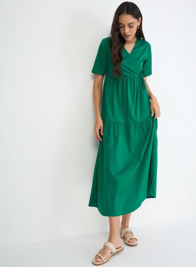 Femmella  Women Green Wrap Maxi Dress for Women | Best Price UAE