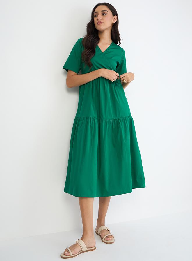 Femmella Women Green Wrap Maxi Dress - Image 5