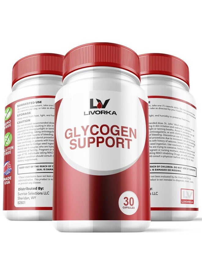 LIVORKA - 2 Pack - Glycogen Support, Glycogen Control Advanced Formula, Glycogen Capsules, Glycogen Fix with Powerful Ingredients, 30 Capsules Per Bottle for 60 Days - Image 1