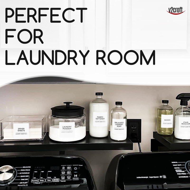 v2croft 144 PCS Minimalist Laundry Room Labels Set, v2croft Water Resistant Stickers,Water/Oil Resistant Stickers for Laundry Room, Linen Closet Home Bathroom and The Beauty Organizationï¼ˆWhite - Image 5
