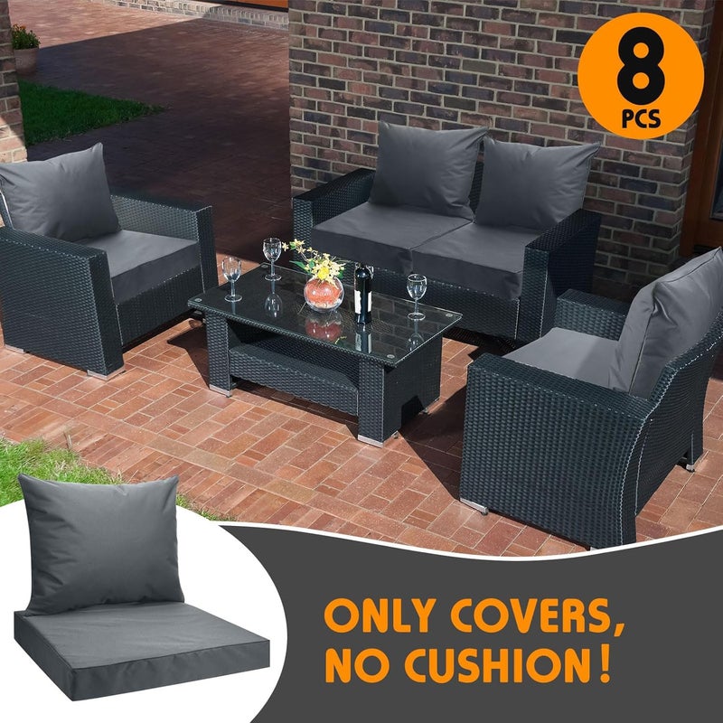 All Smiles Patio Furniture Replacement Chair Cushion Covers Set of 4 for Waterproof Resistant Outdoor Deep Set Cushion Covers for Seat Yard Garden Deckï¼Œ24 x 20 Inch, 24 x 24 x 4 Inchï¼ŒNavy Blue - Image 3