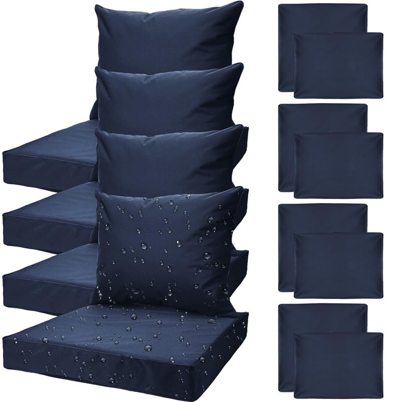 All Smiles Patio Furniture Replacement Chair Cushion Covers Set of 4 for Waterproof Resistant Outdoor Deep Set Cushion Covers for Seat Yard Garden Deckï¼Œ24 x 20 Inch, 24 x 24 x 4 Inchï¼ŒNavy Blue - Image 1