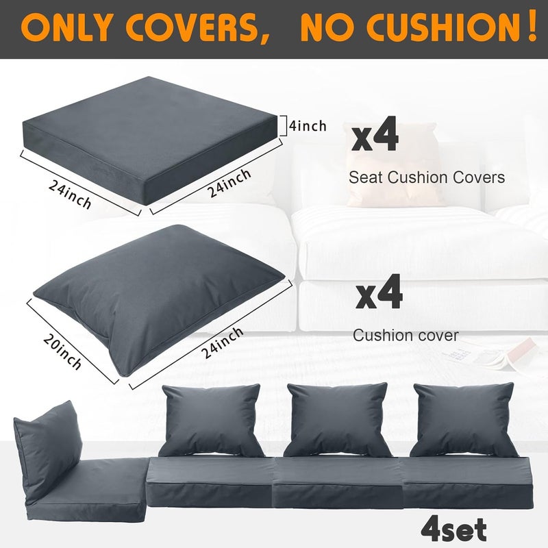 All Smiles Patio Furniture Replacement Chair Cushion Covers Set of 4 for Waterproof Resistant Outdoor Deep Set Cushion Covers for Seat Yard Garden Deckï¼Œ24 x 20 Inch, 24 x 24 x 4 Inchï¼ŒNavy Blue - Image 2