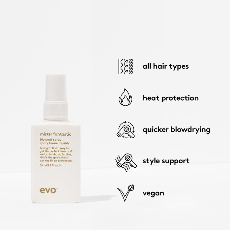 EVO Mister Fantastic Blowout Spray - Improves Style, Builds Body & Reduces Blow-Drying Time - Heat Protection Styling Spray - Travel Size, 50ml / 1.7fl.oz - Image 3