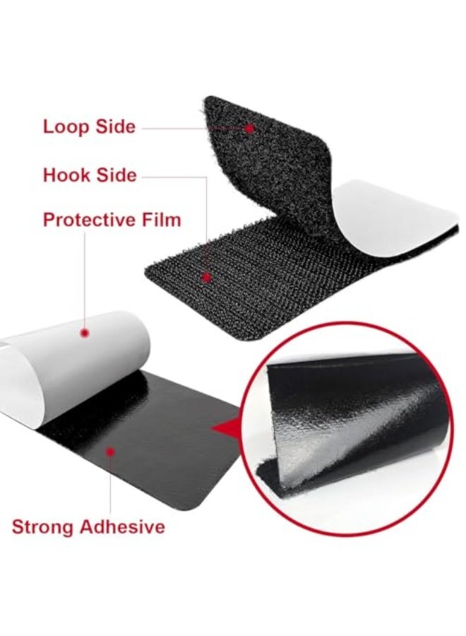 Hook and Loop Tape Strips with Adhesive, 5x10 cm Heavy Duty Nylon Velcro for Sewing, Crafting, DIY, Interlocking Tape, 15 Pcs - Image 5