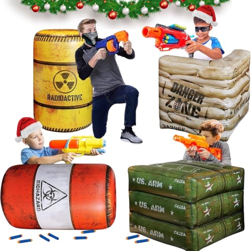 NINOSTAR Package 4 Combat Battlefield Inflatables Compatible with Nerf Laser tag Water Gun for Boys Birthday Party Activities and Decoration Premiume Pack Include Water chember and Repair kit - Image 5