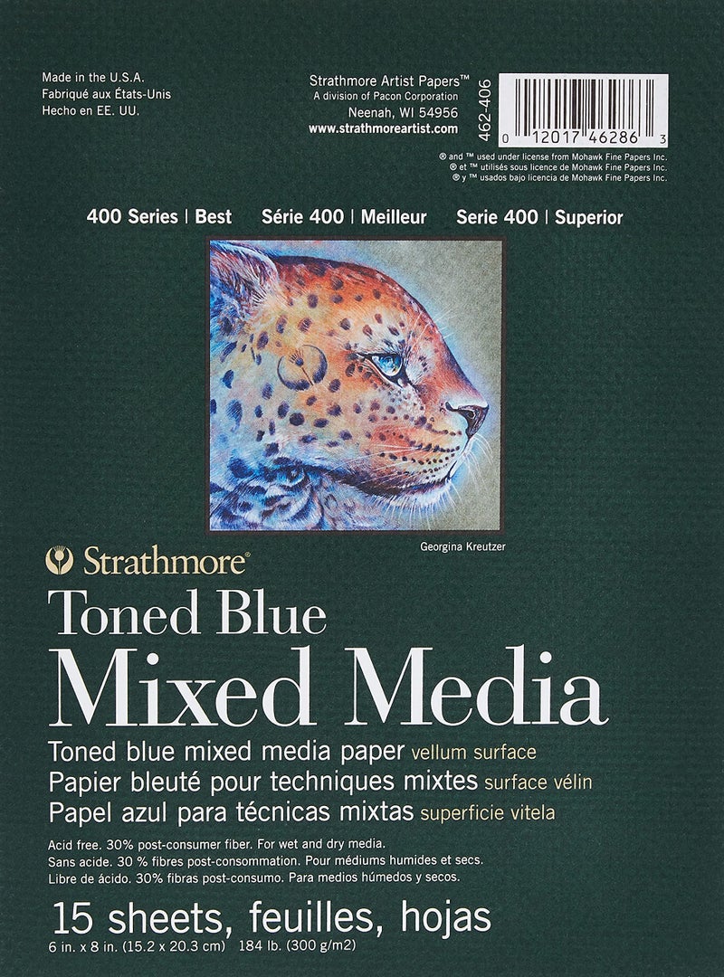 Strathmore 400 Series Mixed Media Pad Tone Blue 6"X8"-15 Sheets -62462406 - Image 1