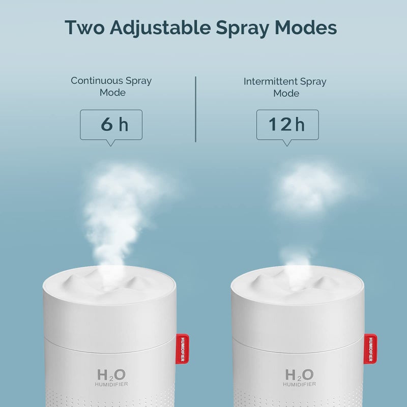 MOVTIP Portable Mini Humidifier, 500ml Small Cool Mist Humidifier, USB Personal Desktop Humidifiers for Baby Bedroom Travel Office Home, Auto Shut-Off, 2 Mist Modes, Super Quiet, White - Image 4