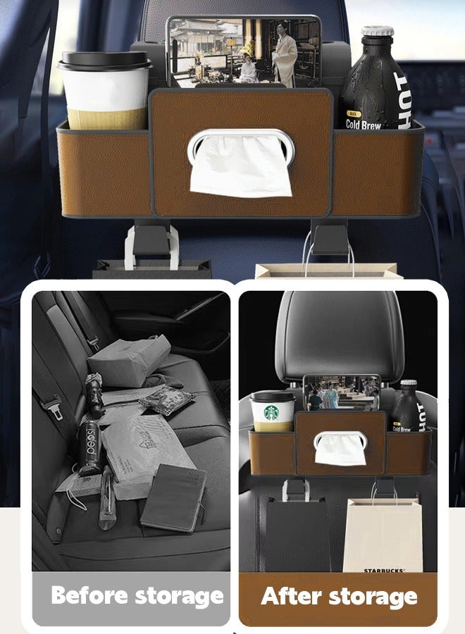 Car Organizers A leather car seat back storage bag  a multi-pocket hanging storage bag for car seat backs - Image 3