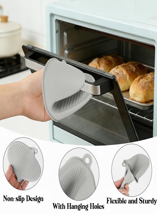 Libemskix 4 PCS Silicone Oven Mitts Heat Resistant Mini Oven Gloves for Kitchen Rubber Air Fryer Mitts Oven Accessories Finger Cooking Pinch Mitts Pot Holders for Kitchen Cooking Baking Dishwasher, Black & Gray - Image 4