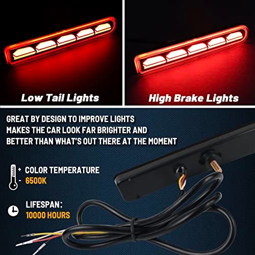 GEEGEETOP Red Lens LED Rear Reflector Bumper Fog Light DRL Compatible with Toyota FJ Cruiser 2007-2022 Functions as Tail&Brake&Turn Signal Light 3-In-1 (SMOKE STYLE) - Image 3