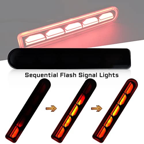 GEEGEETOP Red Lens LED Rear Reflector Bumper Fog Light DRL Compatible with Toyota FJ Cruiser 2007-2022 Functions as Tail&Brake&Turn Signal Light 3-In-1 (SMOKE STYLE) - Image 2