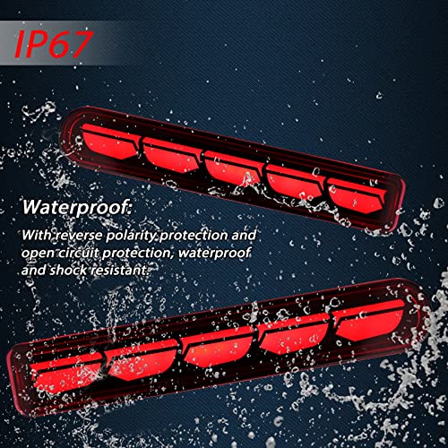GEEGEETOP Red Lens LED Rear Reflector Bumper Fog Light DRL Compatible with Toyota FJ Cruiser 2007-2022 Functions as Tail&Brake&Turn Signal Light 3-In-1 (SMOKE STYLE) - Image 4