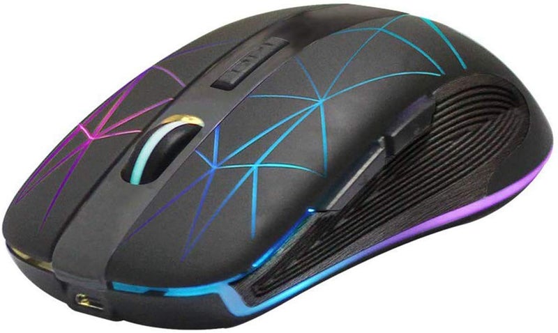 Rii RM200 2.4G Wireless Mouse with USB Nano Receiver, 5 Buttons Rechargeable Mouse,Colorful Backlit RGB Gaming Mouse for Notebook,PC,Computer-Black - Image 2