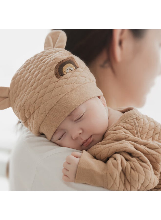 Guaiqi Bear Newborn Baby Autumn Winter Soft Cotton Thermal Cap Infant Outdoor Hat With Fontanel Protection And German Velvet