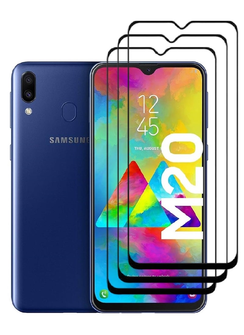 AINA 3 Pieces Tempered Glass Screen Protector 5D Designed For Samsung Galaxy M20 Full Glue Edge to Edge Full Screen Coverage And Bubble Free - Image 1