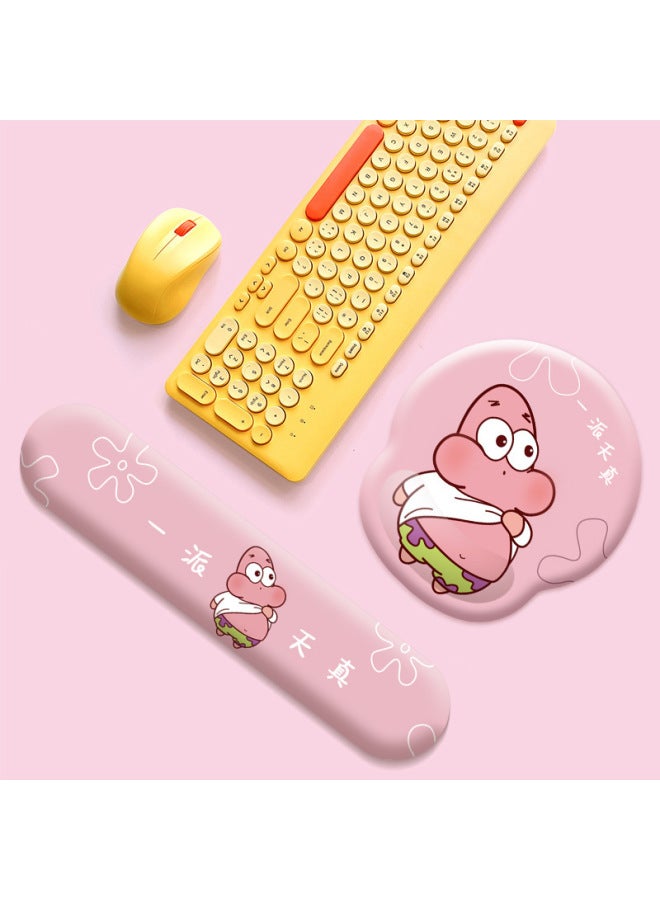 Creative Cartoon Cute Pet Silicone Wrist Mouse Pad Two-Piece Set Spongebob Squarepants 3D Keyboard Hand Pad Wrist Rest 