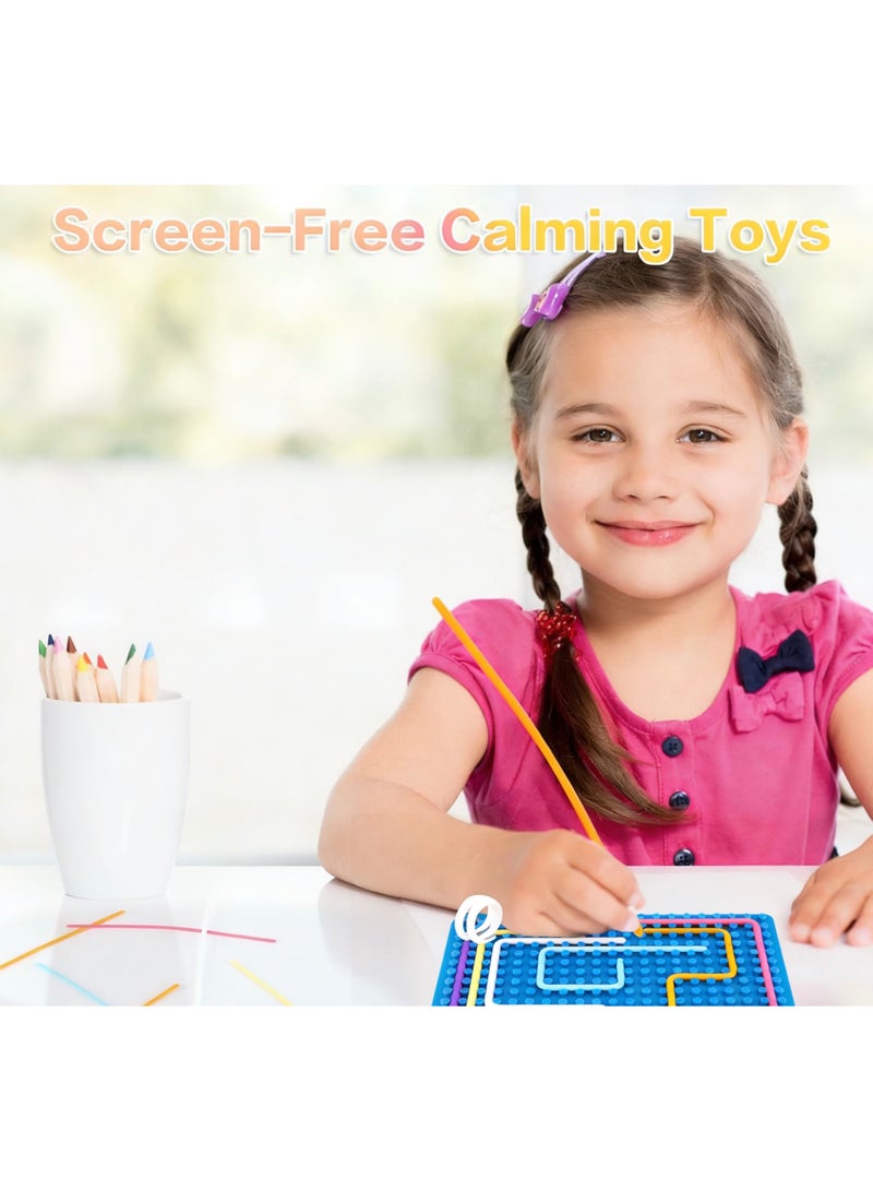لوحة نشاط حسية، لعبة فidget سيليكون لتخفيف التوتر، تهدئة، تركيز، ADHD والتوحد، ألعاب حسية وحدة تحكم للأطفال من 2+ والبالغين مع 20 خيط (أزرق) - Image 4