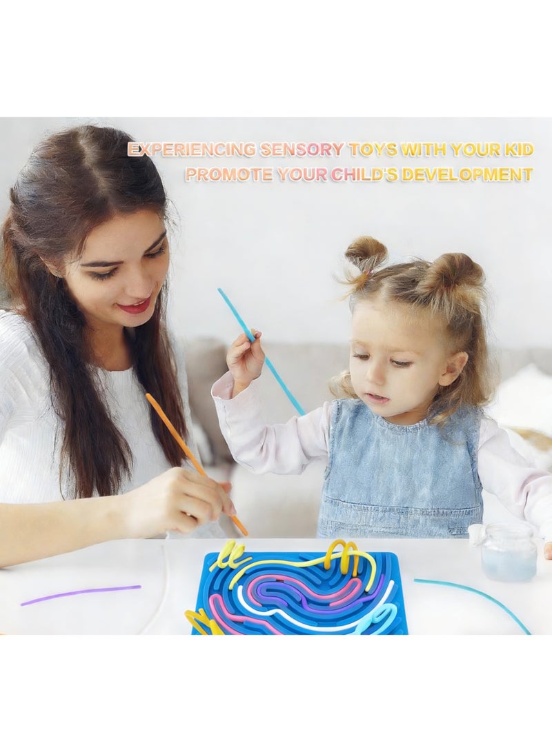 لوحة نشاط حسية، لعبة فidget سيليكون لتخفيف التوتر، تهدئة، تركيز، ADHD والتوحد، ألعاب حسية وحدة تحكم للأطفال من 2+ والبالغين مع 20 خيط (أزرق) - Image 5