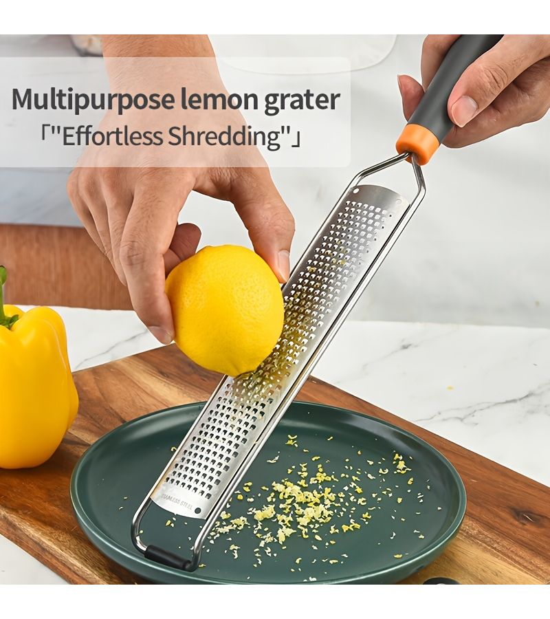 Orange Stainless Steel Lemon Zester Grater Kitchen Cheese Shredder Slicer Tool - Image 1