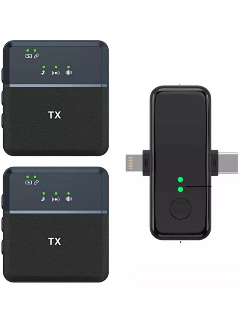 Tx 3-in-1 Wireless Microphone for iPhone & Type-C Devices – Dual Mic System for Crystal Clear Audio Recording and Streaming - Image 1