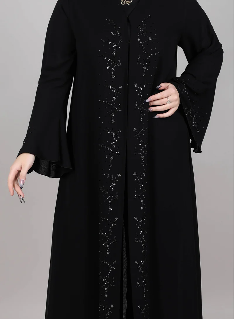 أم سكوير فاشن MSquare Fashion Black Embroidered Abaya