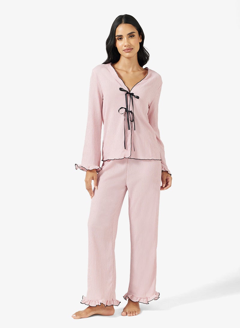 جينجر طقم بيجامة علوي بربطة عنق - Image 1