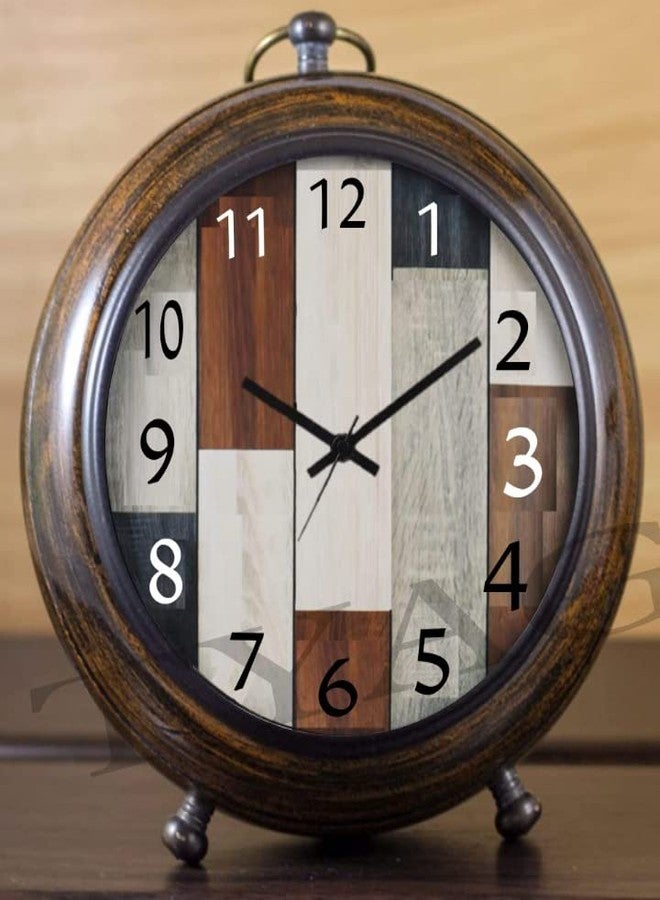TYAGI Table Clock Antique Style Office Home Decor handicrafts Items Wedding Gift Bedroom Living Room Office Desk Clock(Wood, Brown) - Image 1