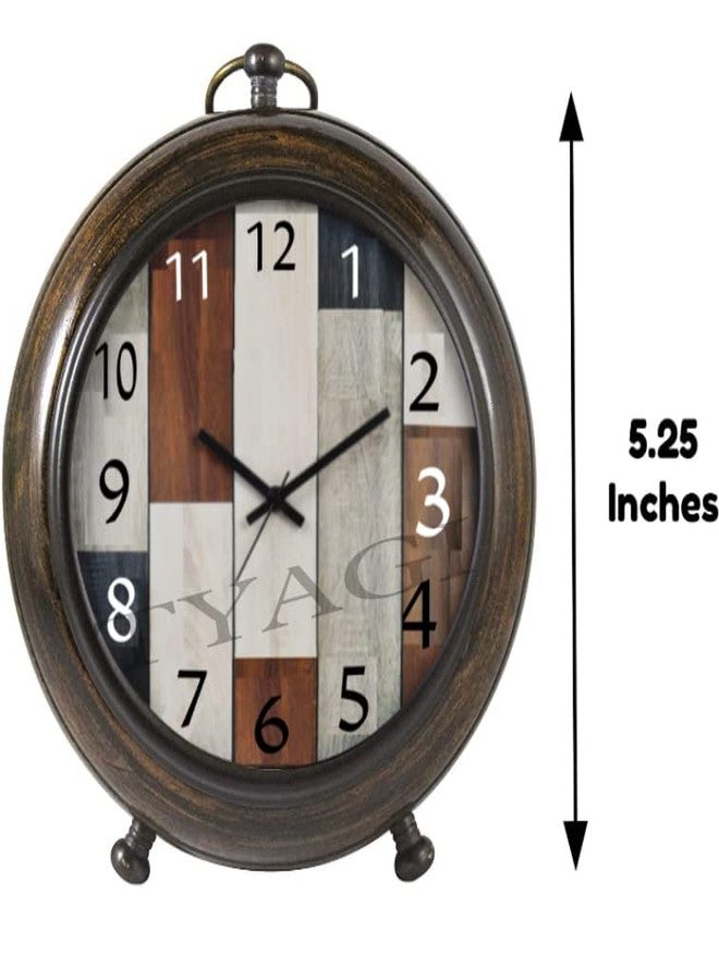 TYAGI Table Clock Antique Style Office Home Decor handicrafts Items Wedding Gift Bedroom Living Room Office Desk Clock(Wood, Brown) - Image 2