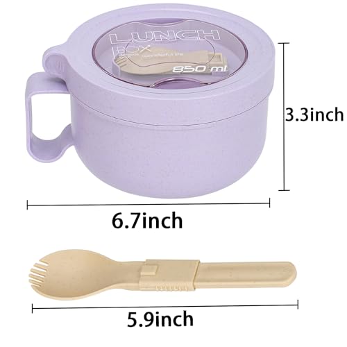 Ronanemon Unbreakable Microwave Soup Mugs with Lids and Handles,Microwave Ramen Bowl with Lid for Soup and Instant Noodles,Oatmeal, Gumbo, Salad,BPA Free (Lavender Purple) - Image 3