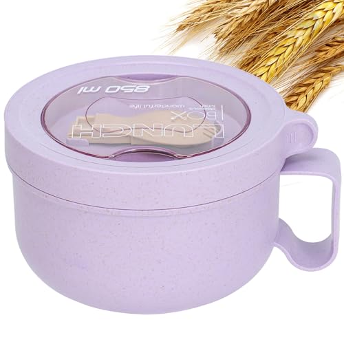 Ronanemon Unbreakable Microwave Soup Mugs with Lids and Handles,Microwave Ramen Bowl with Lid for Soup and Instant Noodles,Oatmeal, Gumbo, Salad,BPA Free (Lavender Purple) - Image 1