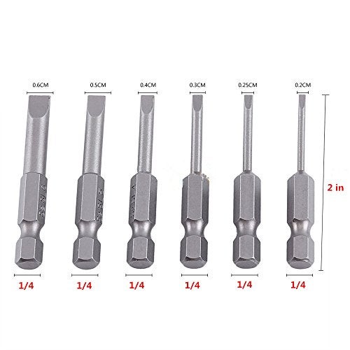 Rocaris 6pcs 2 in 2.0-6.0mm Flat Head Slotted Tip Magnetic Slotted Screwdrivers Bits Multifunctional Alloy Steel Screwdriver Set - Image 2
