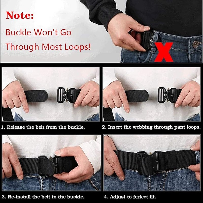 MOZETO Tactical Belts for Men Military Style Work Hiking Riggers Web Gun Belt with Heavy Duty Quick Release Metal Buckle - Image 5