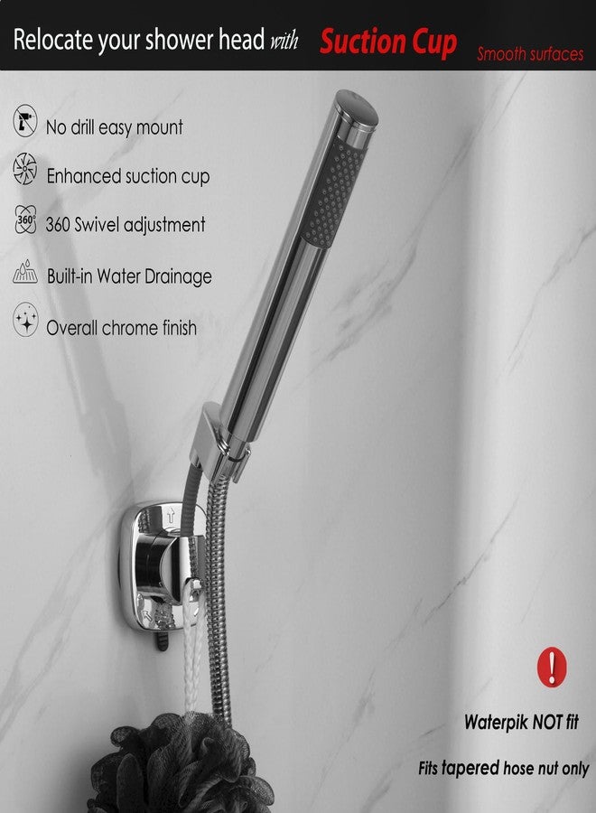 RIVOODS Suction cup Handheld Shower Head Holder - 360 Swivel Adjustable - Wall Mount Shower Wand Holder - Chrome Finish - Image 2