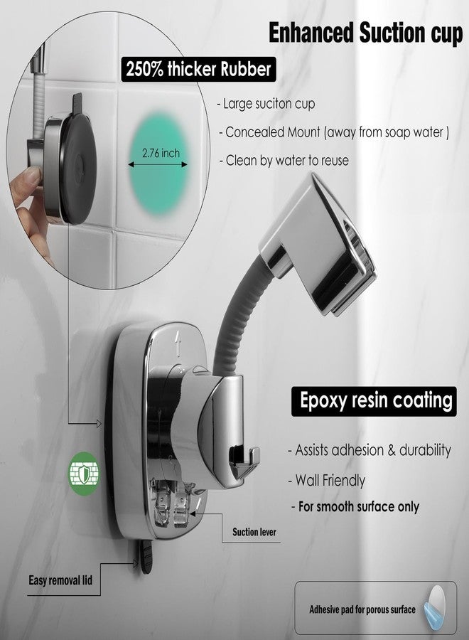 RIVOODS Suction cup Handheld Shower Head Holder - 360 Swivel Adjustable - Wall Mount Shower Wand Holder - Chrome Finish - Image 3