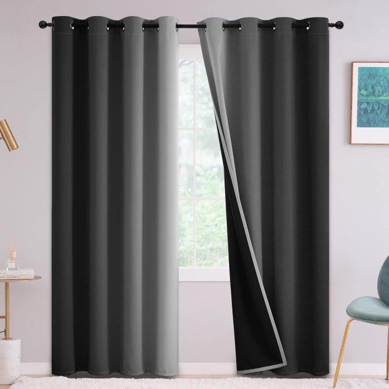Yakamok Yakamok Black 100 Blackout Curtains for BedroomOmbre Room Darkening Curtains for Living Room Grommet Window Curtains 84 inches LongThermal Insulated Gradient Curtain  Drapes2 Panels52x84 inch 