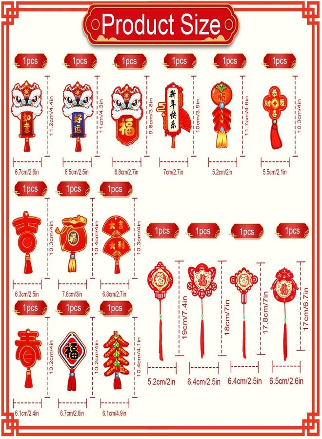 JUNEBRUSHS 35Pcs Chinese New Year Decorations, 2023 Chinese Knot Pendant Red Hanging Ornaments for New Year Home Office Car Tree Spring Festival Pendants Chinese Party Decorations - Image 2
