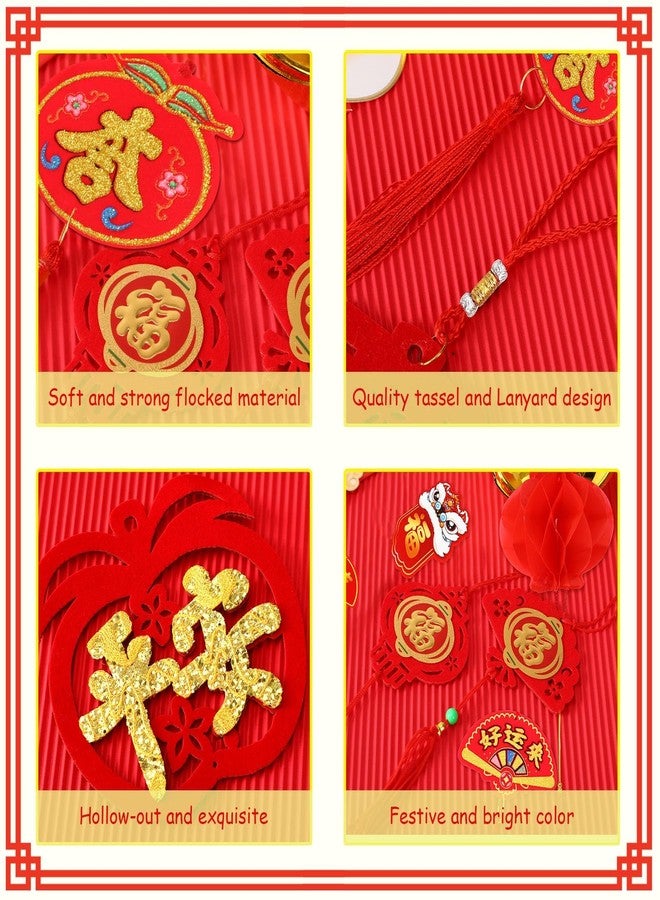JUNEBRUSHS 35Pcs Chinese New Year Decorations, 2023 Chinese Knot Pendant Red Hanging Ornaments for New Year Home Office Car Tree Spring Festival Pendants Chinese Party Decorations - Image 5