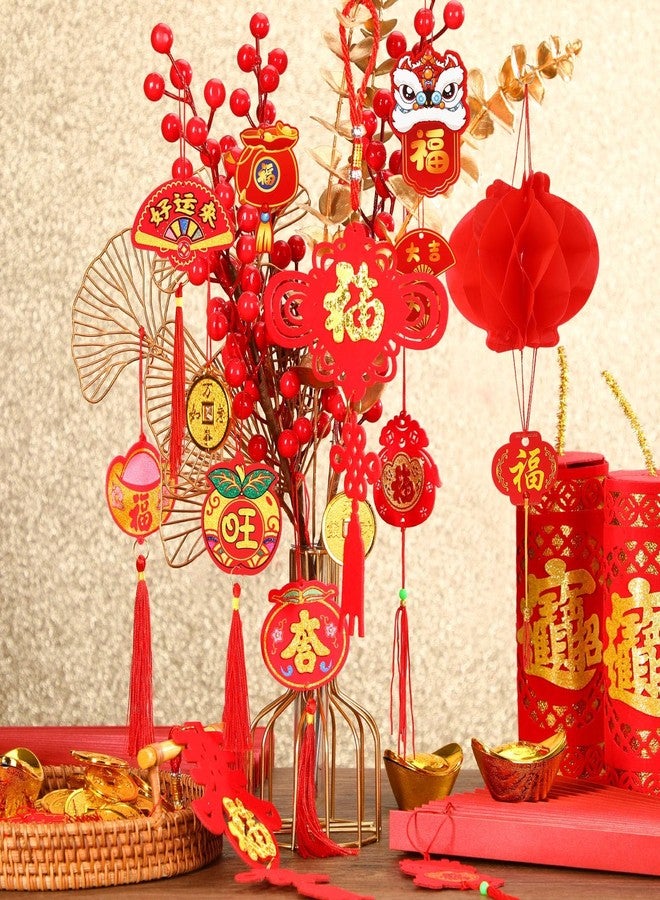 JUNEBRUSHS 35Pcs Chinese New Year Decorations, 2023 Chinese Knot Pendant Red Hanging Ornaments for New Year Home Office Car Tree Spring Festival Pendants Chinese Party Decorations - Image 4