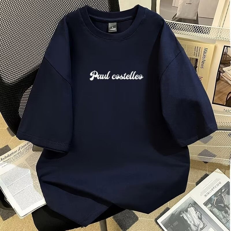 Simple Design with Cute Smiling Dog Print T-Shirt for Men, Versatile Trendy Style, Casual Loose Fit, Round Neck, Short Sleeves - Image 1