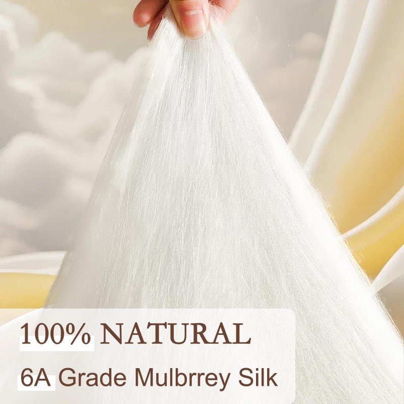 YOUR MOON Pure Mulberry Silk Comforter Queen Size for All Season,100% Natural Long Strand Silk Fill Duvet, Luxury Bedding, Noiseless Cotton Shell (White) - Image 2