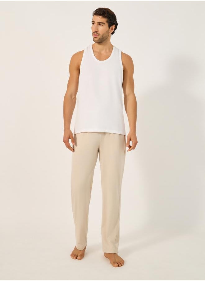 Styli - Pack of 2 - Solid Open Hem Pyjama with Drawstring - Image 1