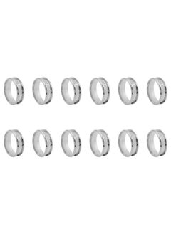 Oubaka Oubaka 12pcs Stainless Steel Grooved Finger Ring for Jewelry Making,Silver Core Blanks 8mm Wide Round Grooved Inlay Ring for Men Women DIY Crafts(Size 7)  - Image 1