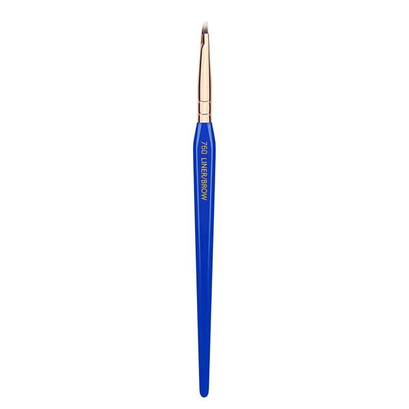 Bdellium Tools Professional Makeup Brush Golden Triangle 760 LinerBrow With All Vegan and Soft Synthetic Fibers For Eyes Brows Blue 1pc
